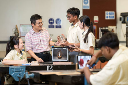 Teacher and students